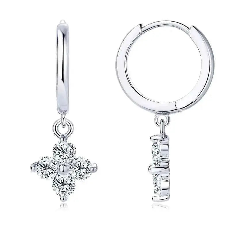 925 Sterling Silver Moissanite Hoop Drop Earrings - SmileBen