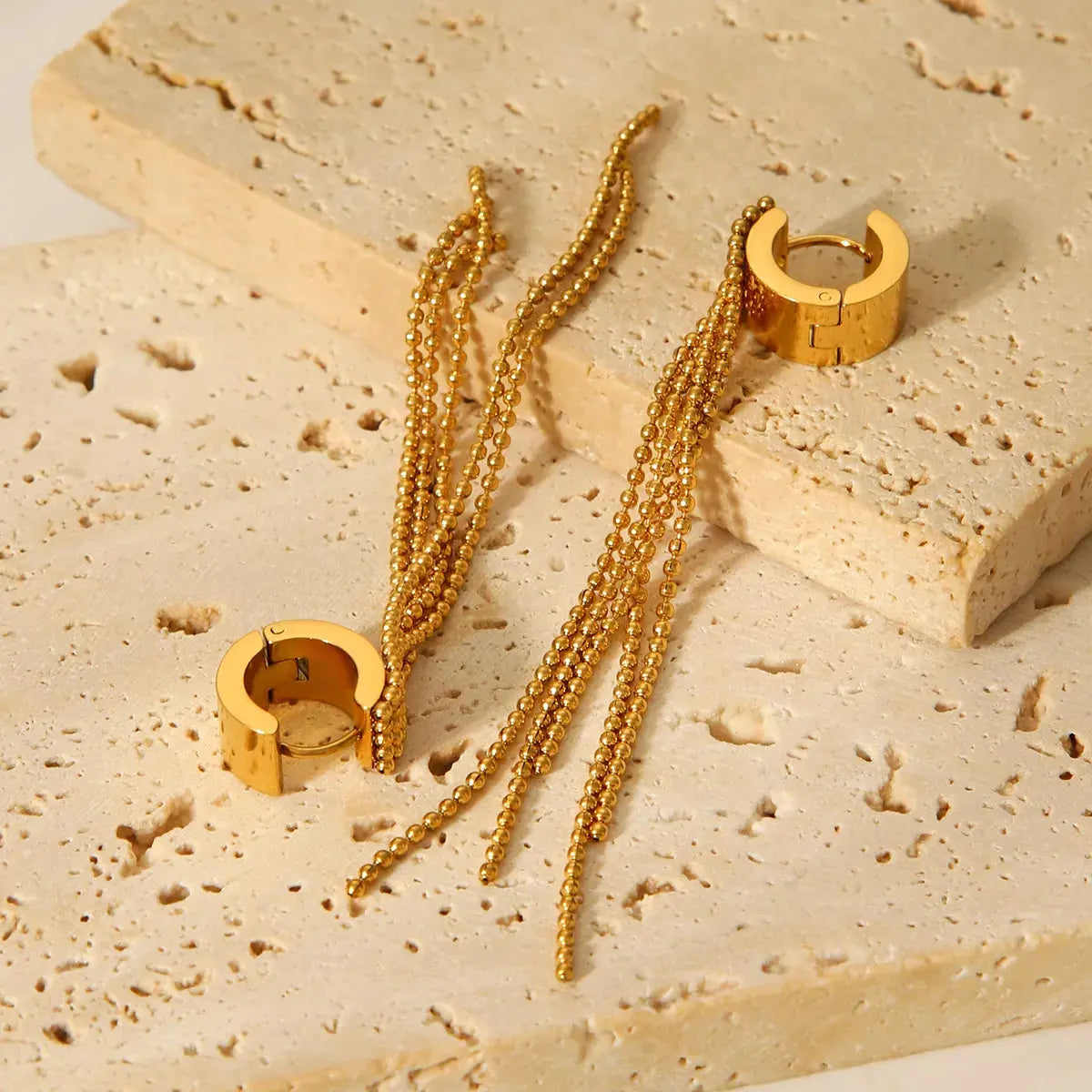 18K Gold-Plated Tassel Chain Earrings - SmileBen