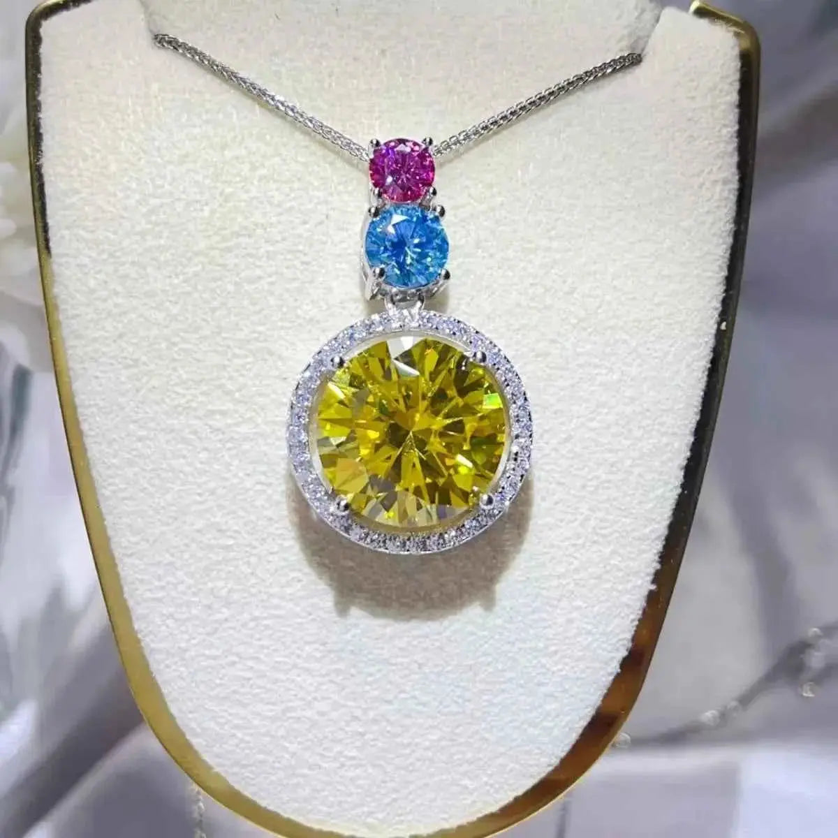 11.5 Carat Moissanite 925 Sterling Silver Necklace