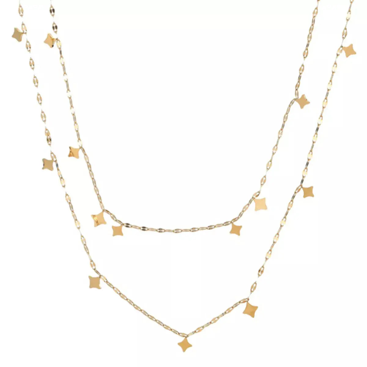 18K Gold-Plated Layered Star Charm Necklace - SmileBen