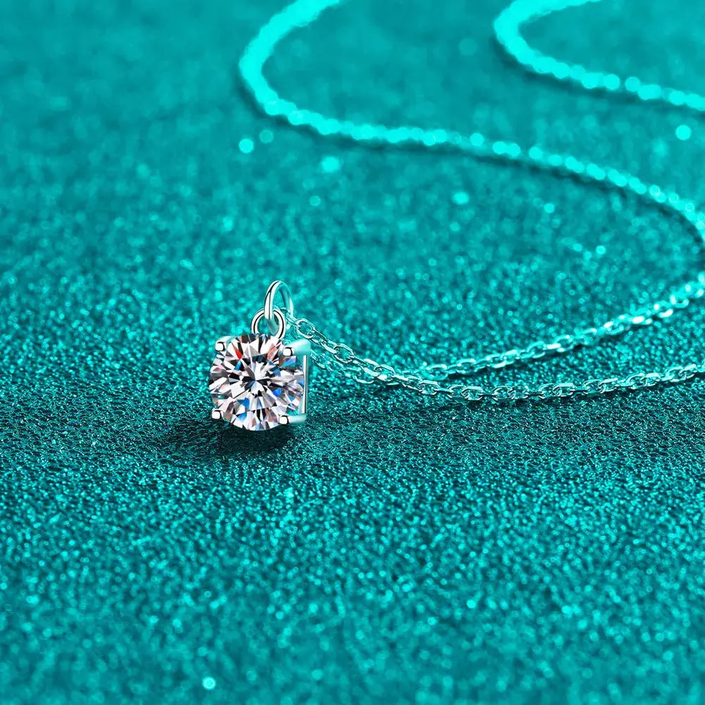 1 Carat Moissanite 925 Sterling Silver Necklace - SmileBen