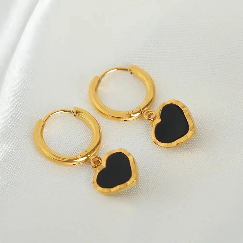 18K Gold-Plated Heart Drop Earrings - SmileBen