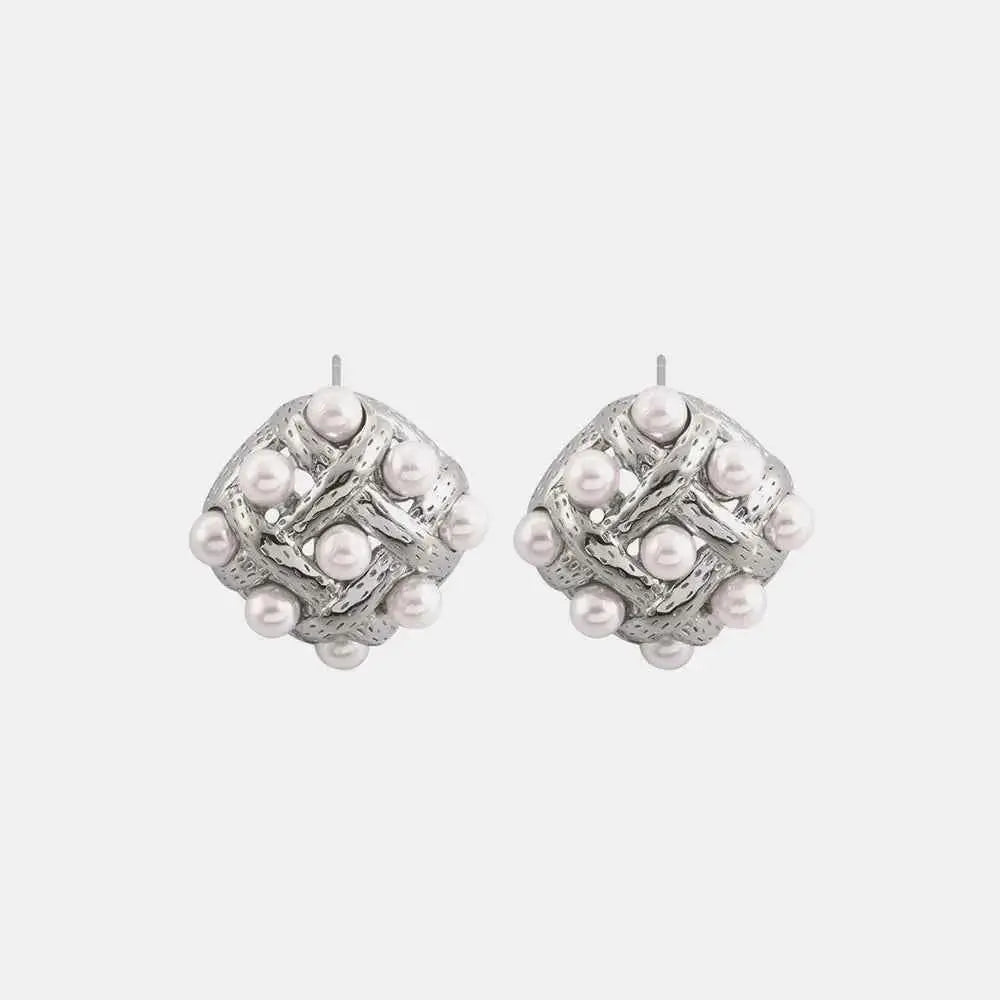 Copper Shell Pearl Stud Earrings - SmileBen