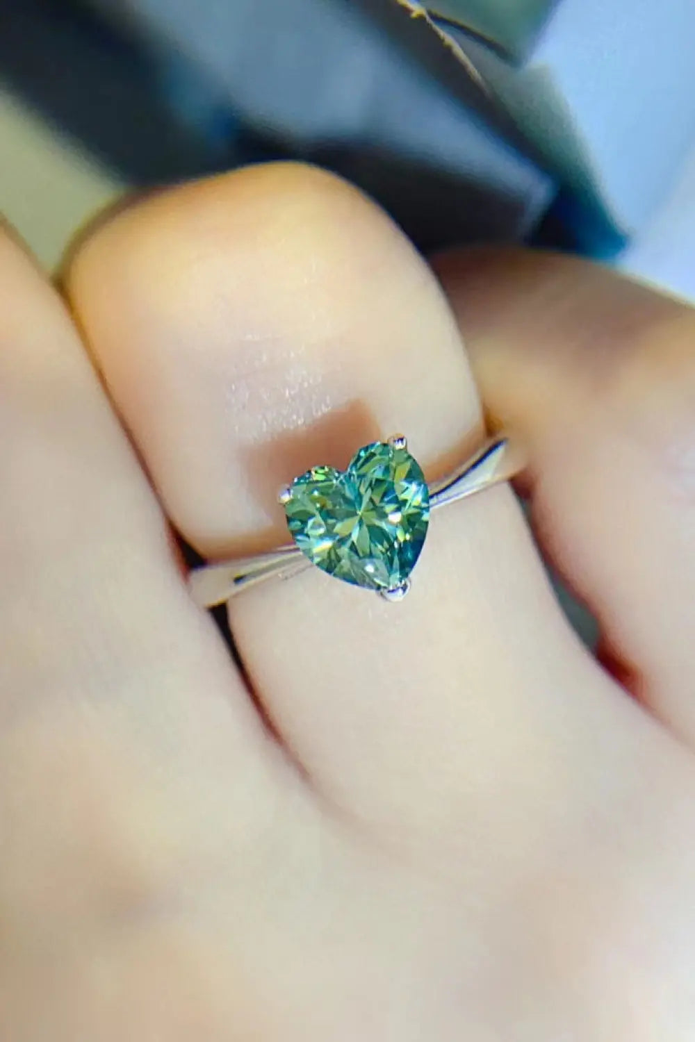 1 Carat Moissanite Heart 925 Sterling Silver Ring - SmileBen