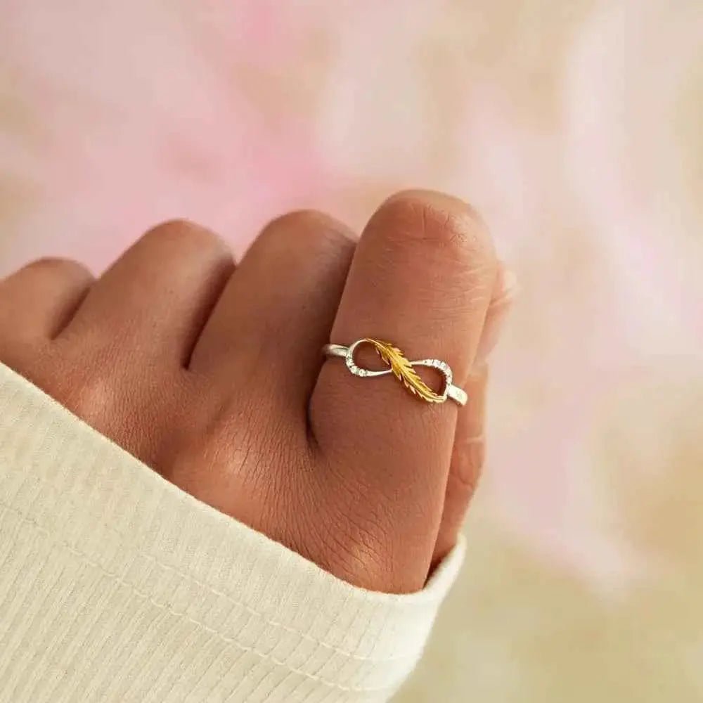 Feather 925 Sterling Silver Zircon Ring - SmileBen