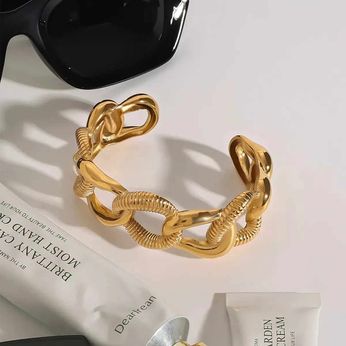 18K Gold-Plated Chain Link Open Bracelet - SmileBen