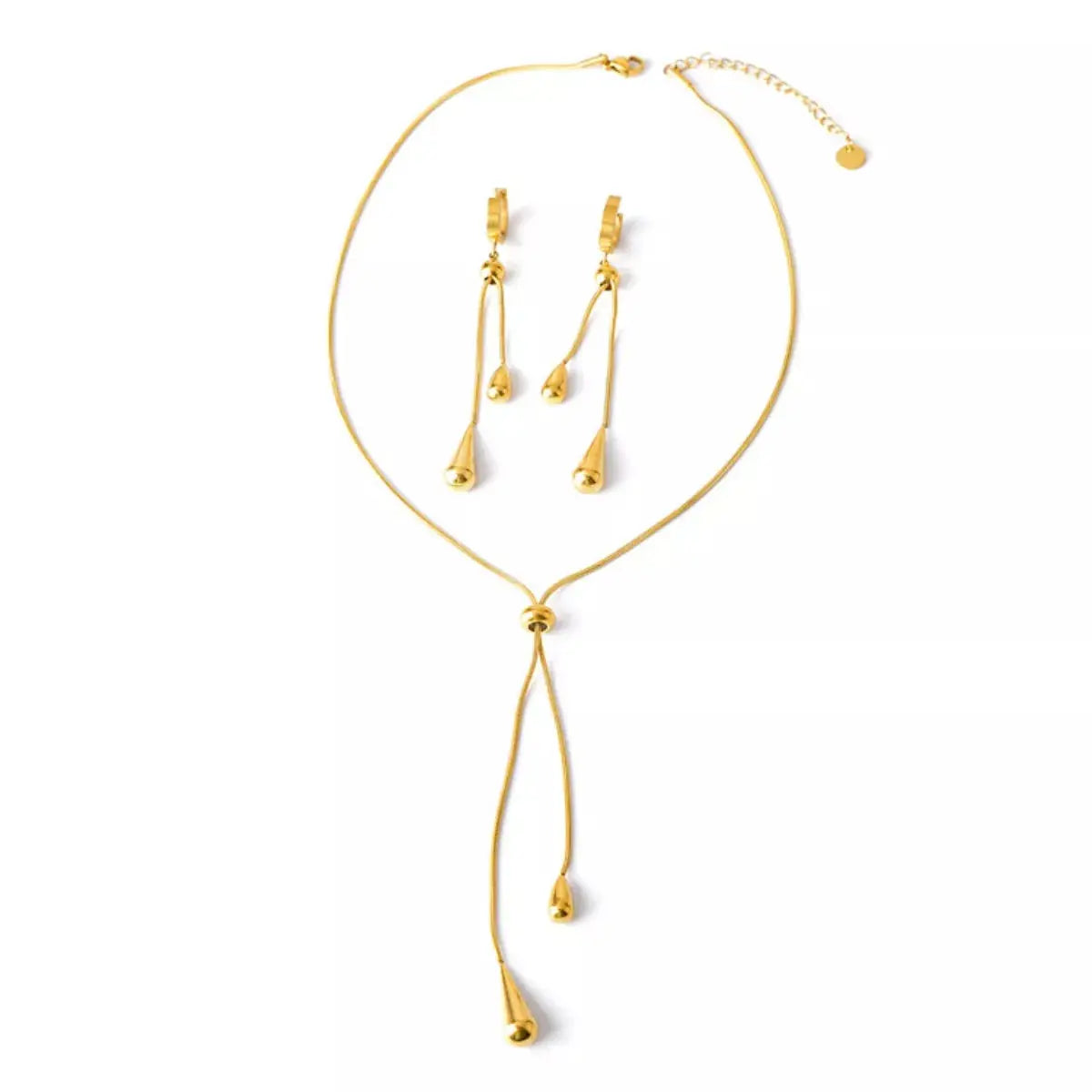 Teardrop Pendant Necklace and Earrings Jewelry Set - SmileBen