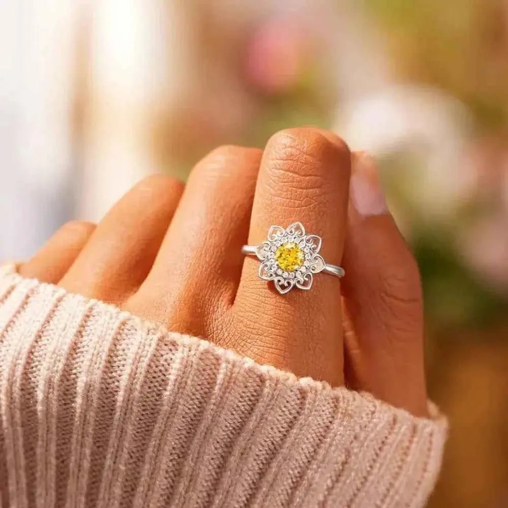 Flower Shape Zircon Platinum - Plated 925 Sterling Silver Ring - SmileBen