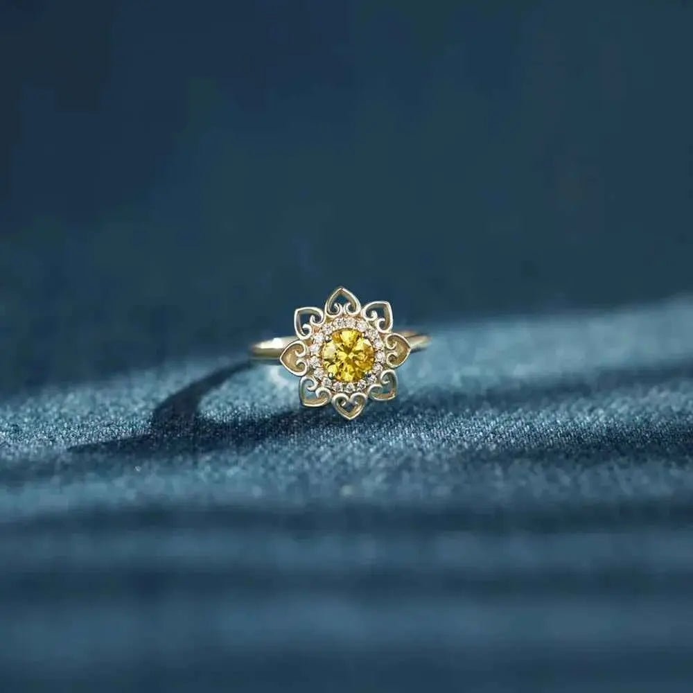 Flower Shape Zircon Platinum - Plated 925 Sterling Silver Ring - SmileBen
