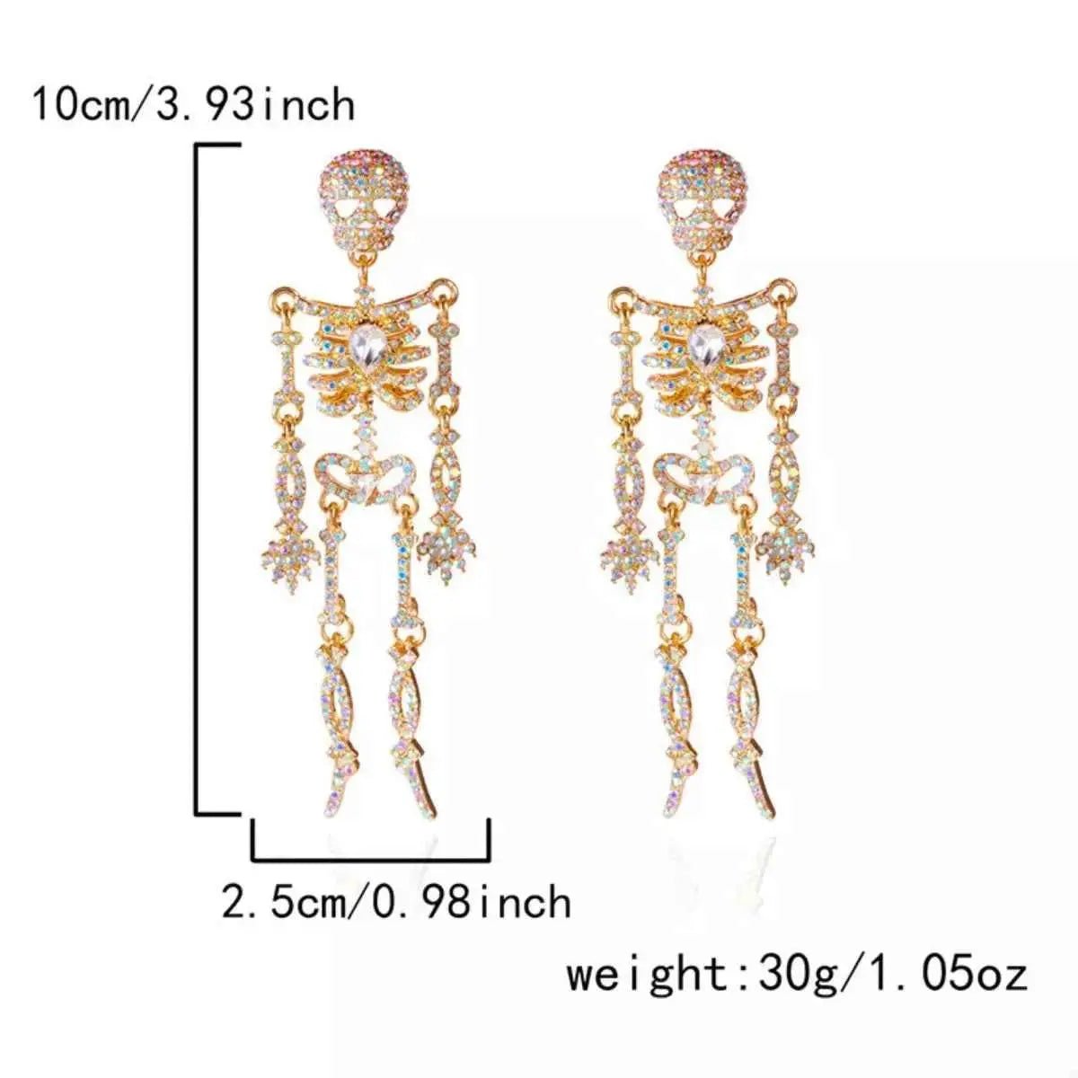 Halloween Skeleton Skull Zircon Drop Earrings - SmileBen