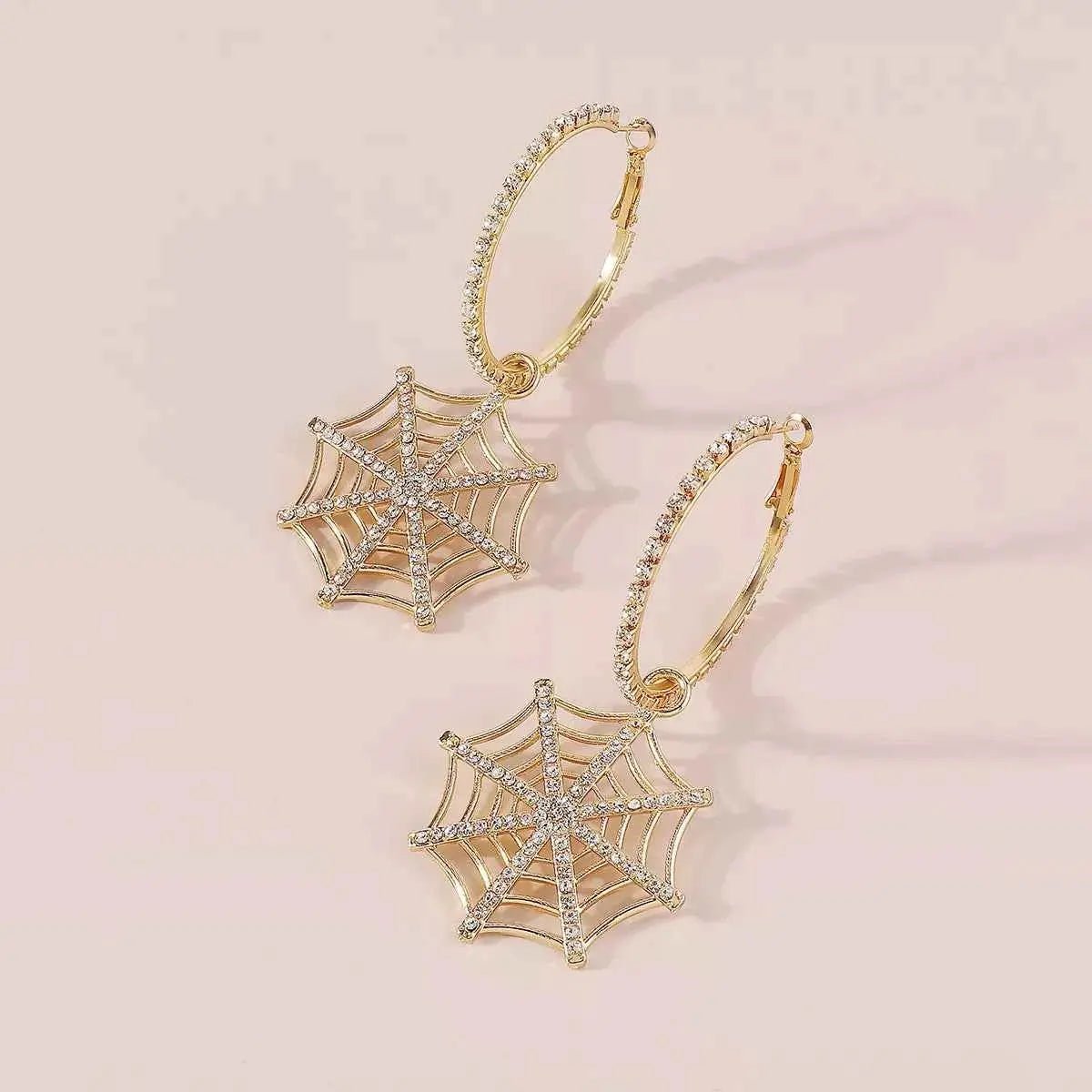 Halloween Spider Web Dangle Hoop Earrings - SmileBen