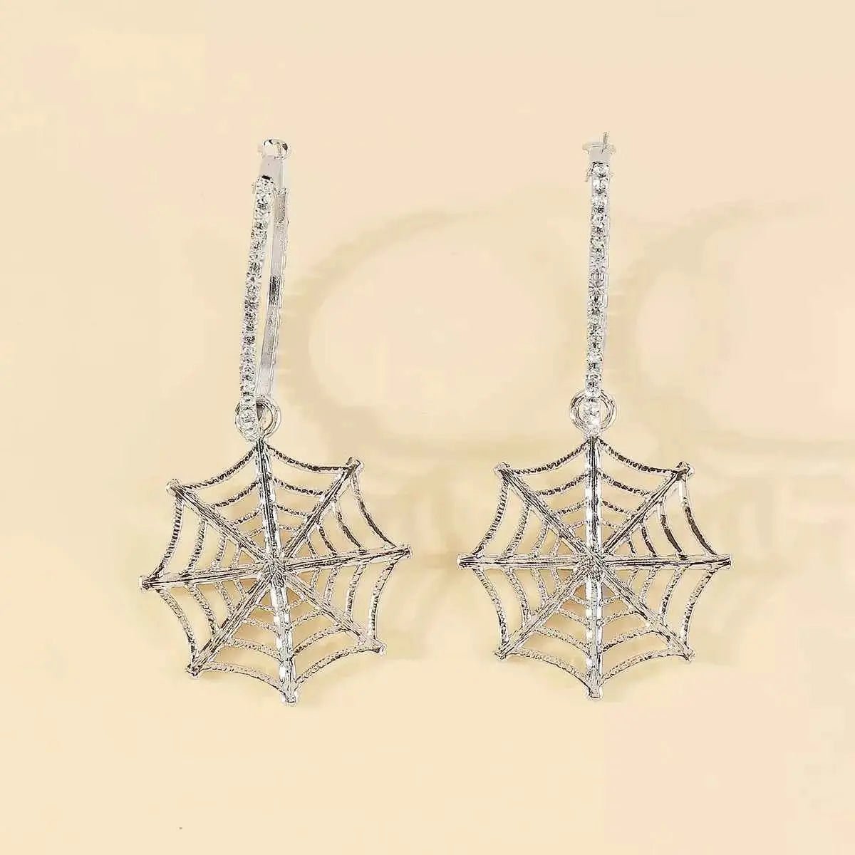 Halloween Spider Web Dangle Hoop Earrings - SmileBen