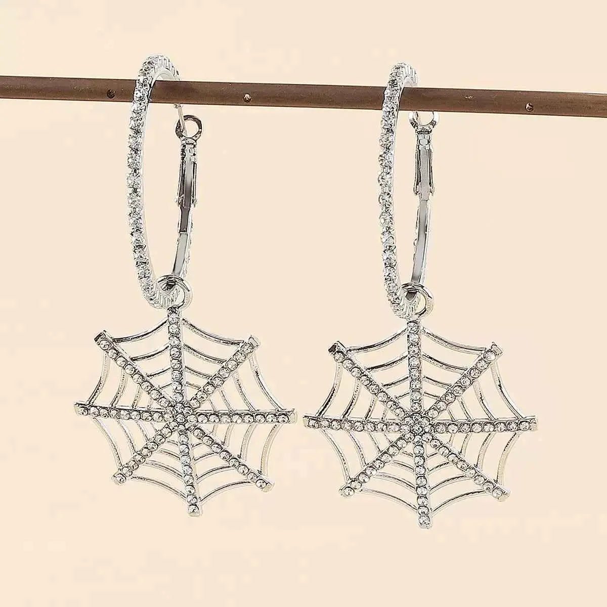 Halloween Spider Web Dangle Hoop Earrings - SmileBen