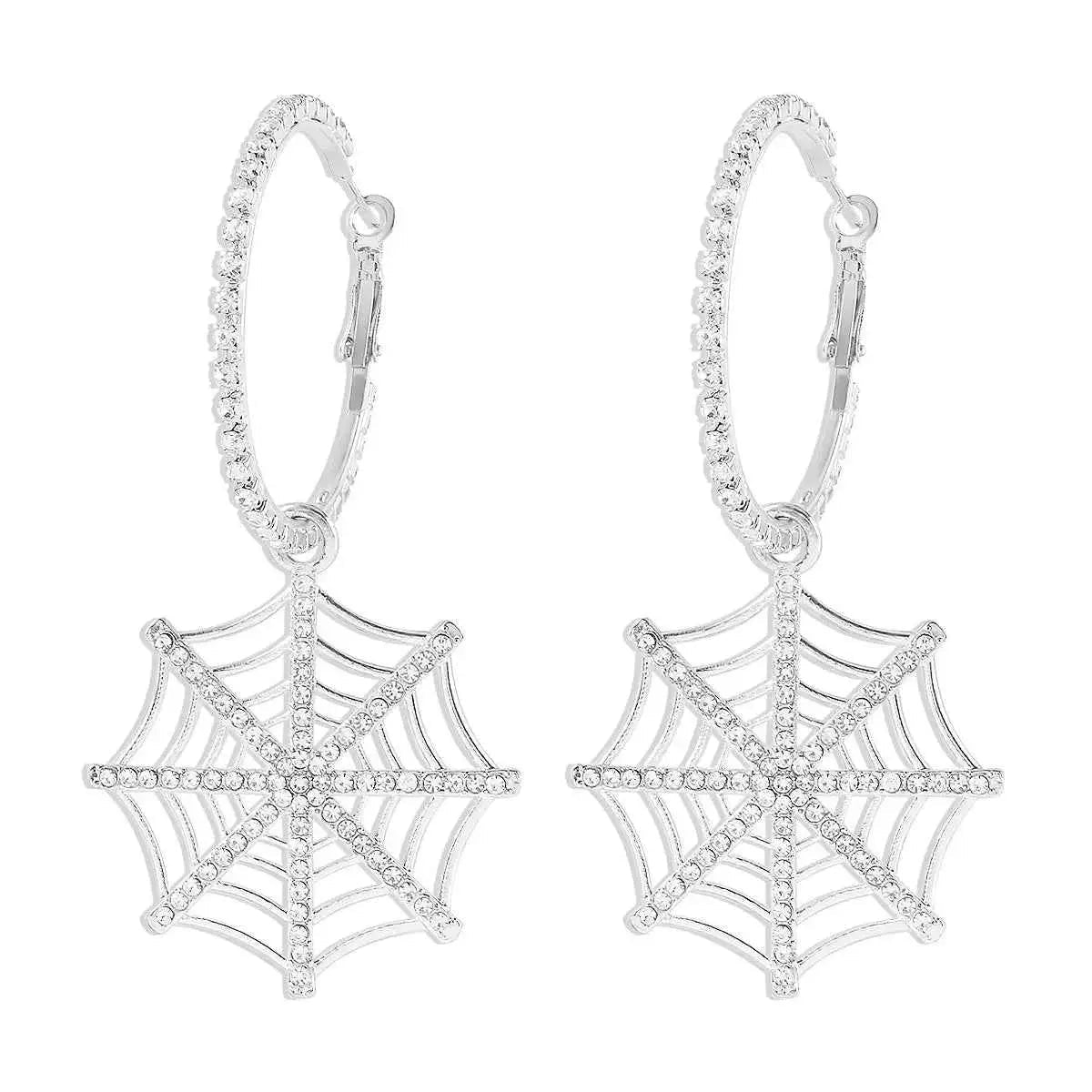 Halloween Spider Web Dangle Hoop Earrings - SmileBen