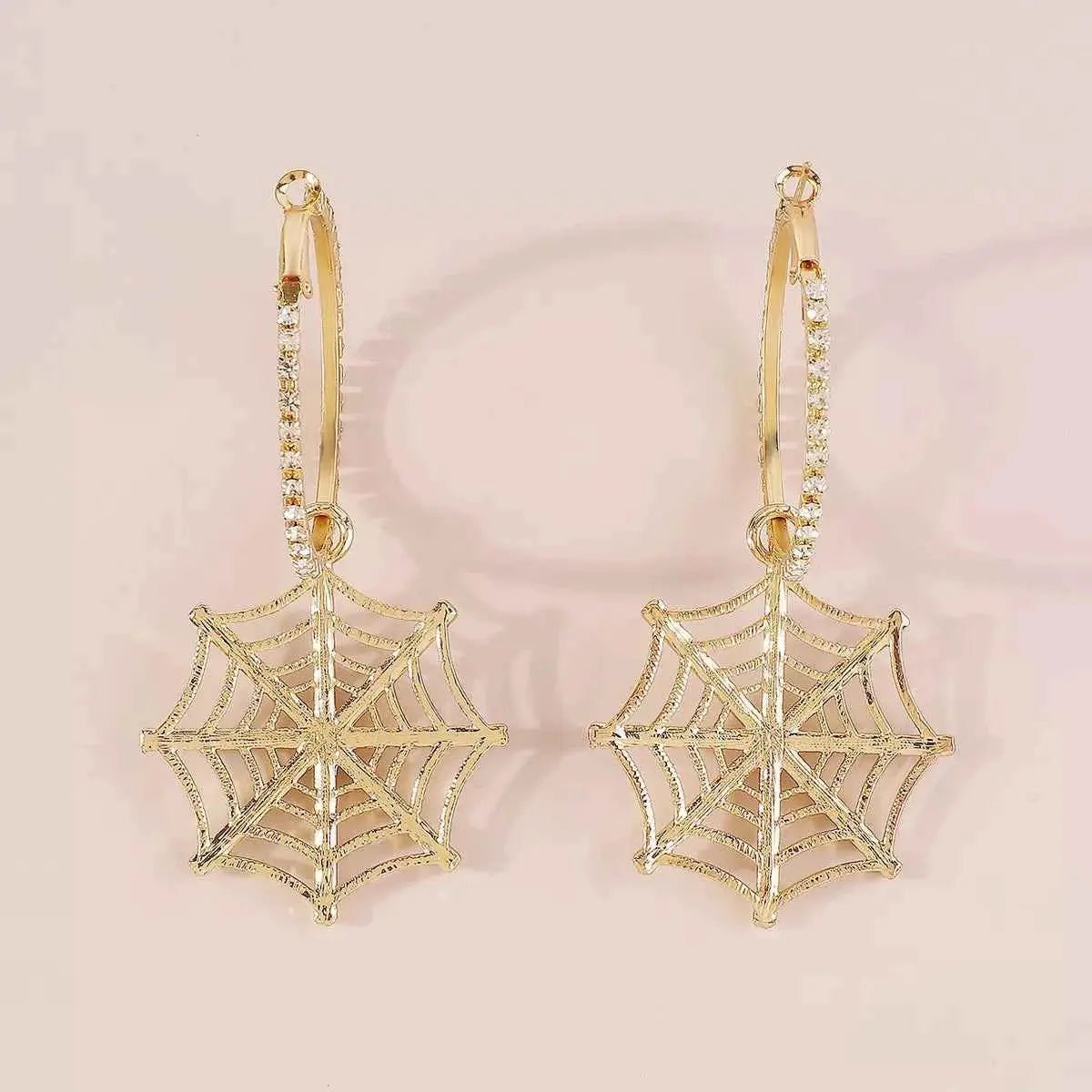 Halloween Spider Web Dangle Hoop Earrings - SmileBen