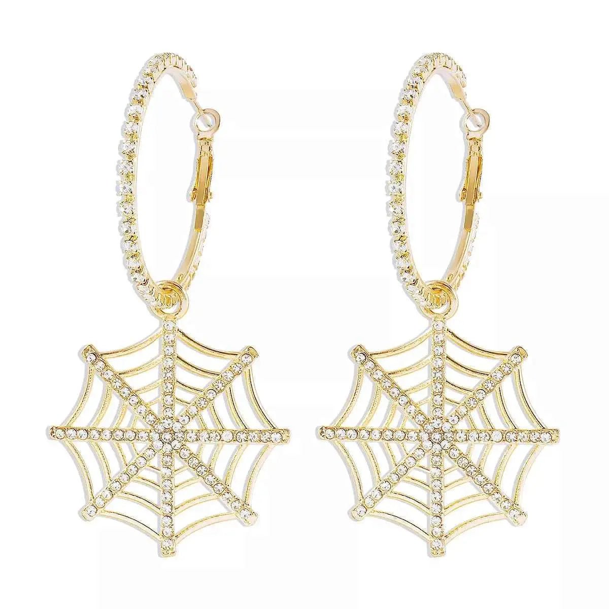 Halloween Spider Web Dangle Hoop Earrings - SmileBen