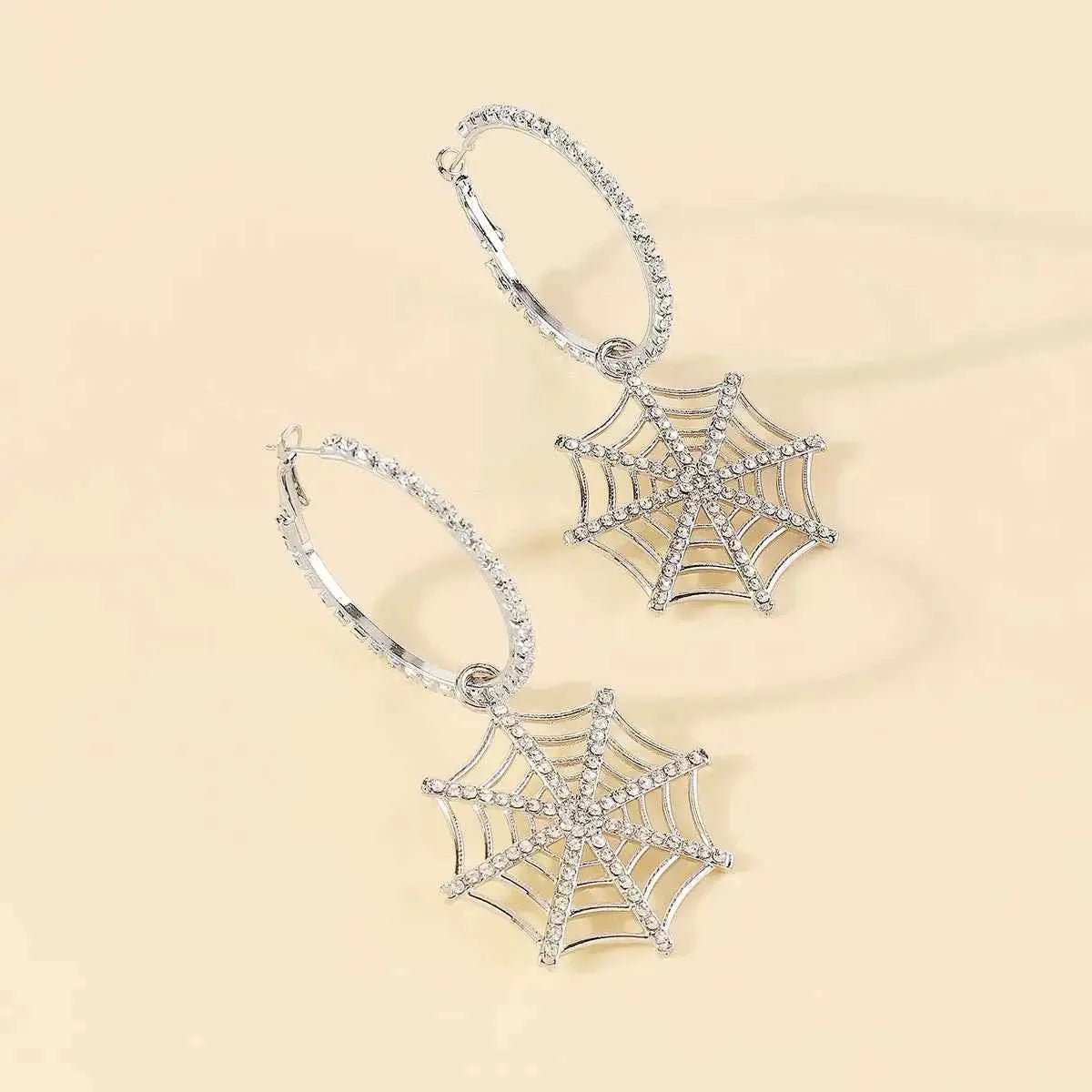 Halloween Spider Web Dangle Hoop Earrings - SmileBen