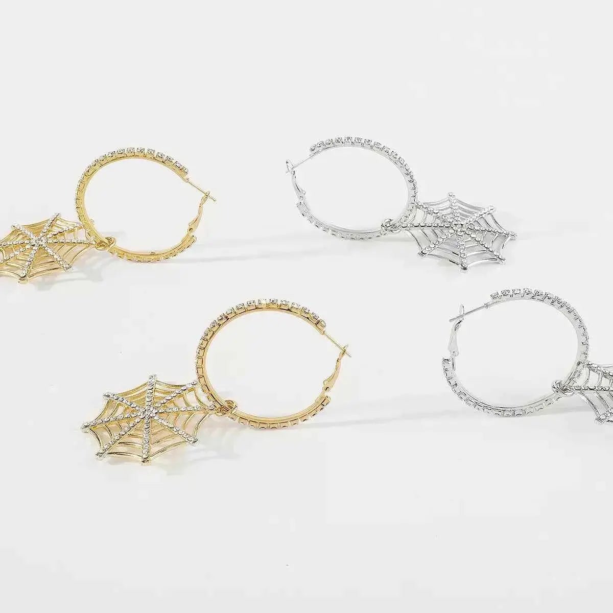 Halloween Spider Web Dangle Hoop Earrings - SmileBen