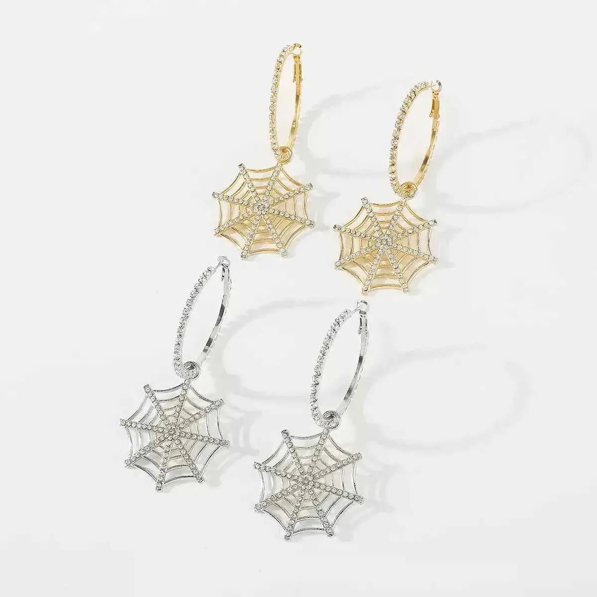 Halloween Spider Web Dangle Hoop Earrings - SmileBen