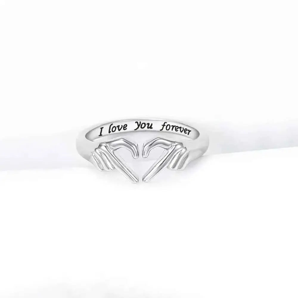 Hand Heart Shape 925 Sterling Silver Open Ring - SmileBen