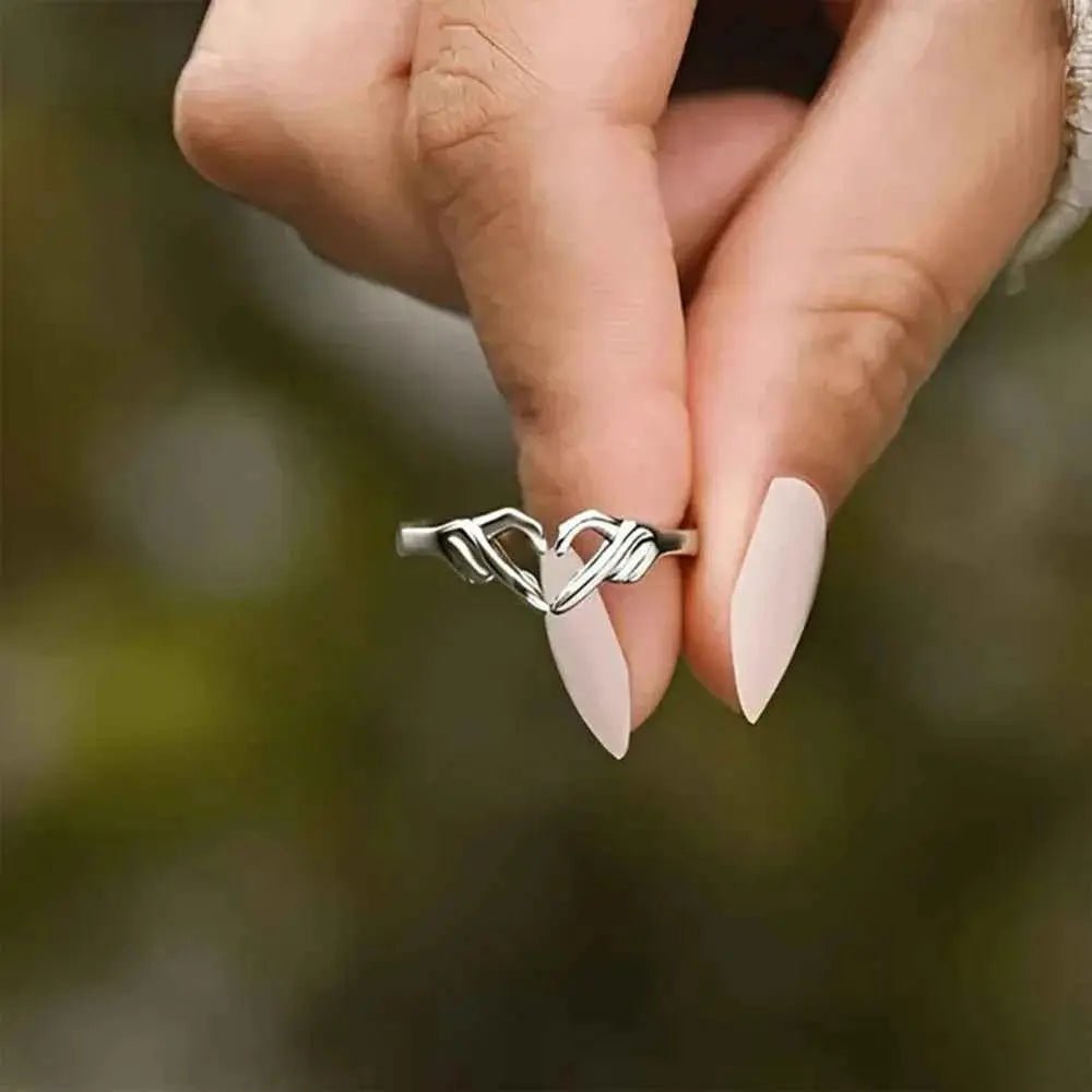 Hand Heart Shape 925 Sterling Silver Open Ring - SmileBen