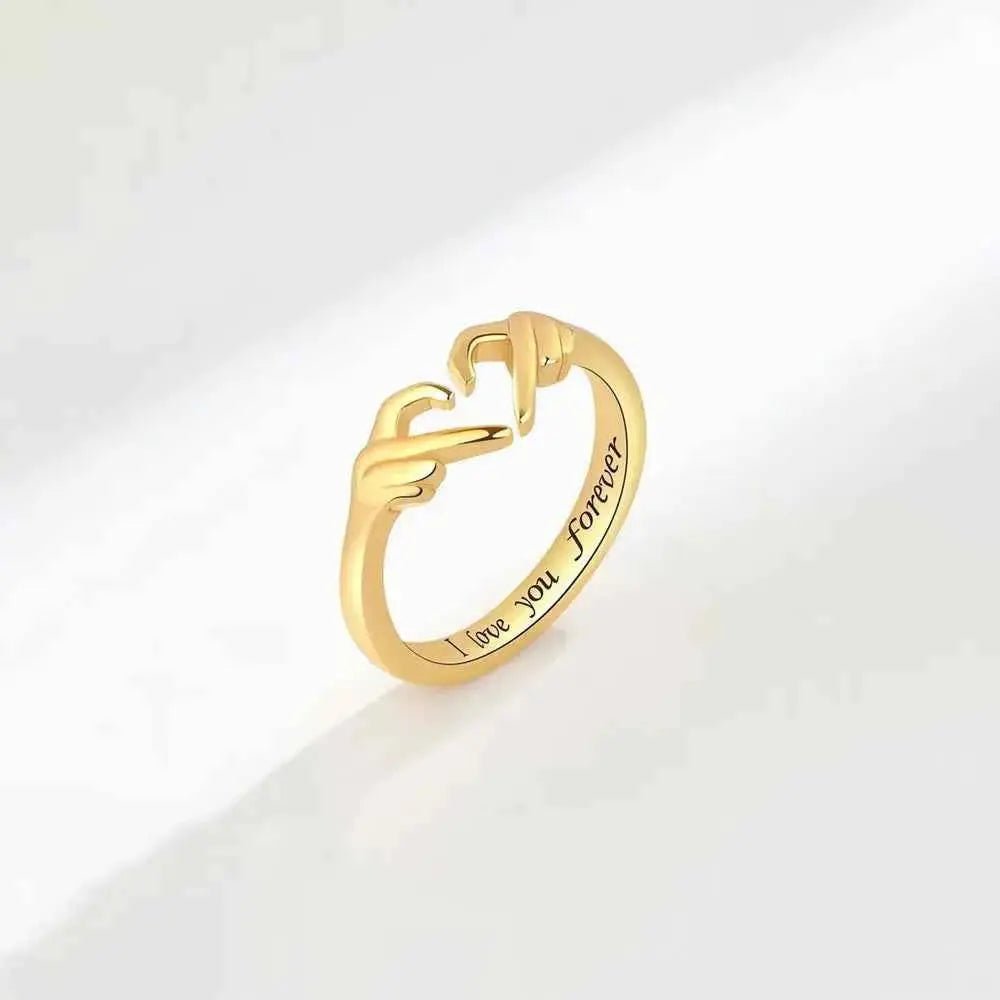 Hand Heart Shape 925 Sterling Silver Open Ring - SmileBen