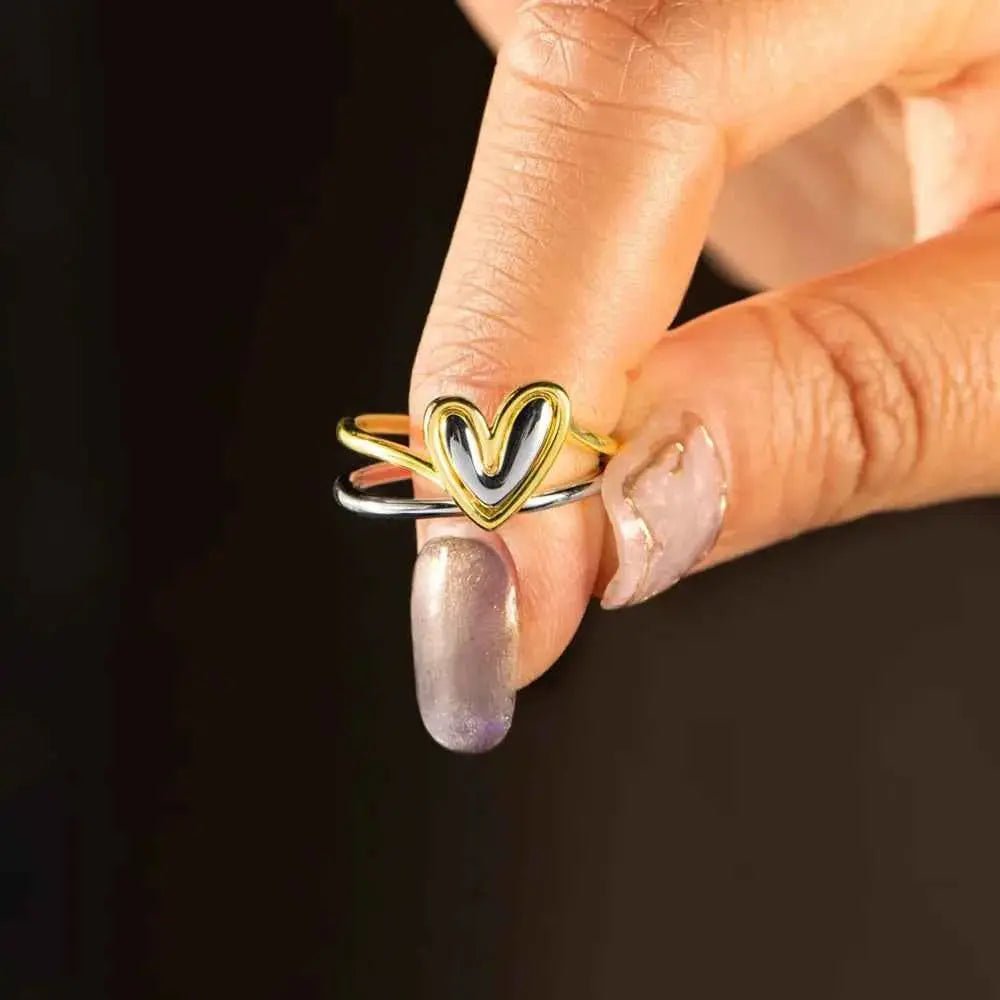 Heart Shape Irregular 925 Sterling Silver Ring - SmileBen