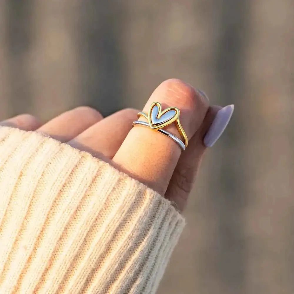 Heart Shape Irregular 925 Sterling Silver Ring - SmileBen