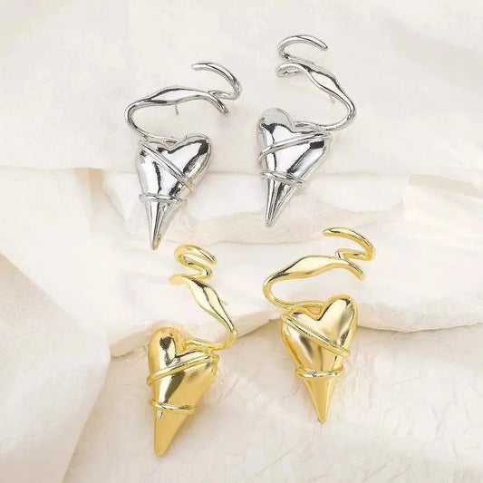 Heart - Shaped Twisted Wire Earrings - SmileBen