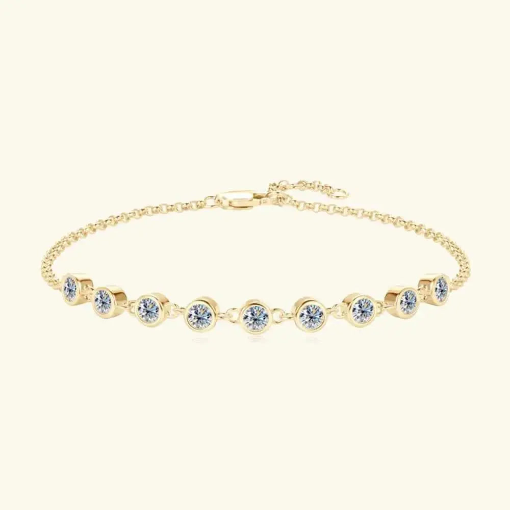 Inlaid Moissanite 925 Sterling Silver Bracelet - SmileBen