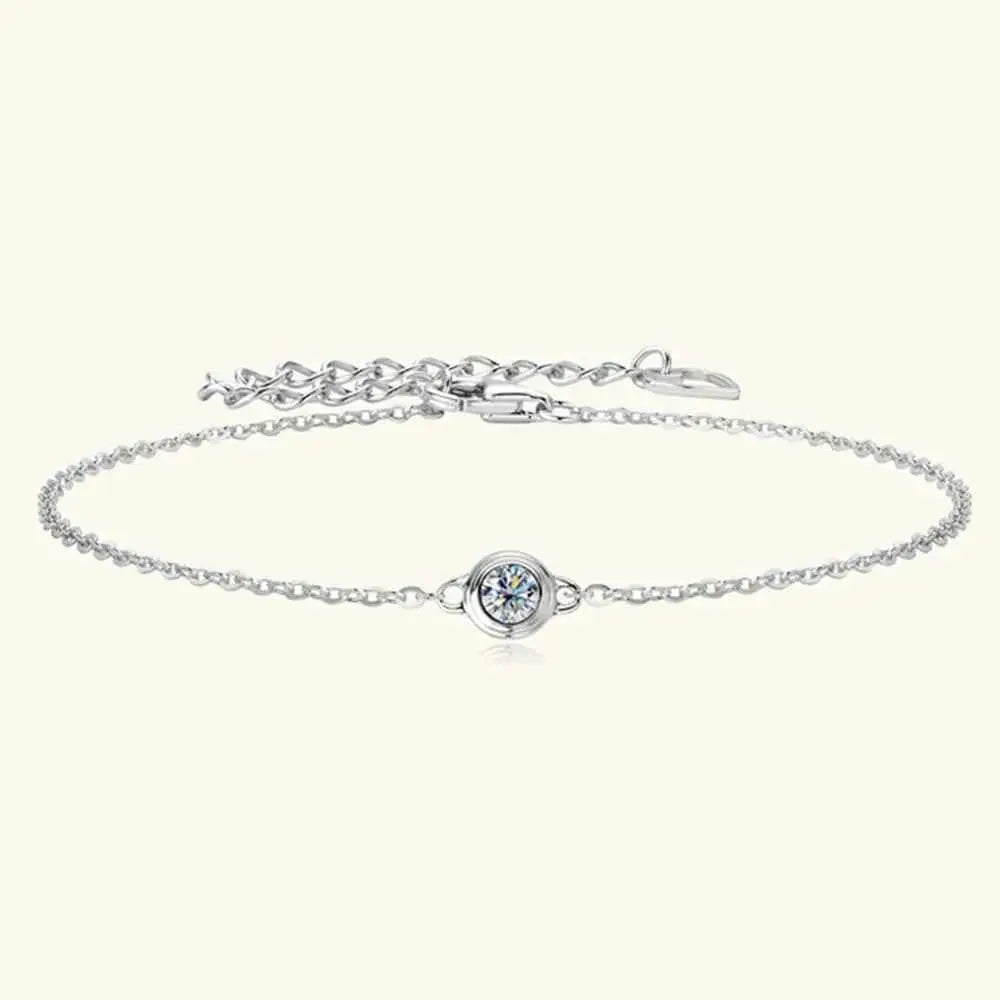 Inlaid Moissanite 925 Sterling Silver Bracelet - SmileBen