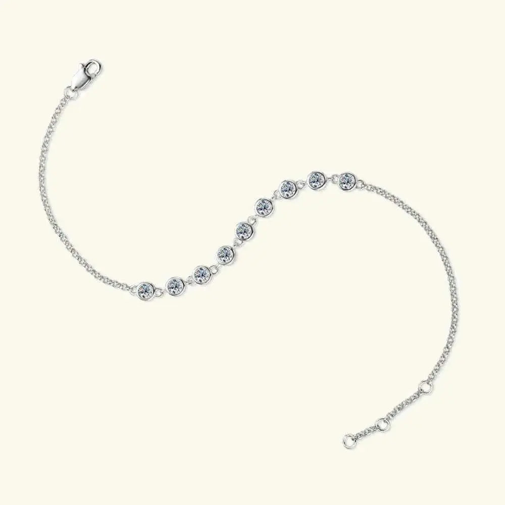Inlaid Moissanite 925 Sterling Silver Bracelet - SmileBen
