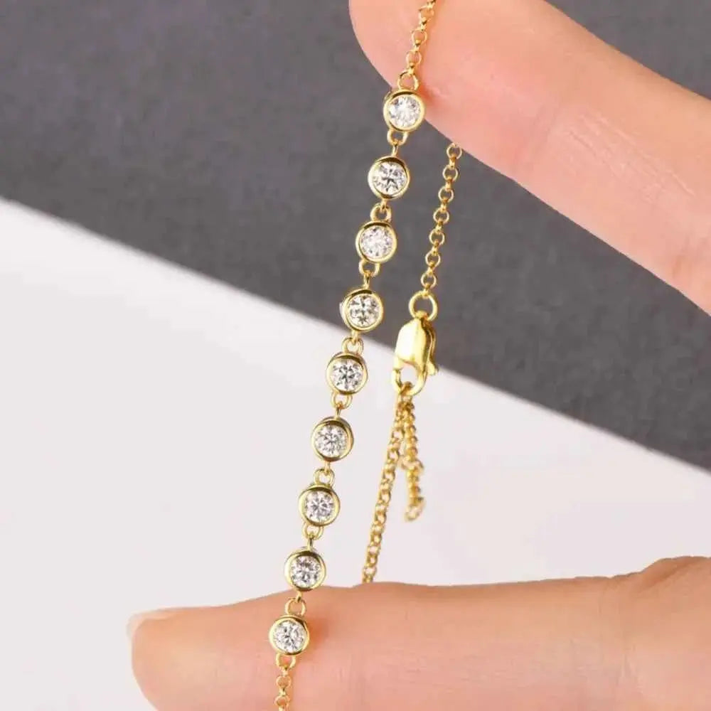 Inlaid Moissanite 925 Sterling Silver Bracelet - SmileBen