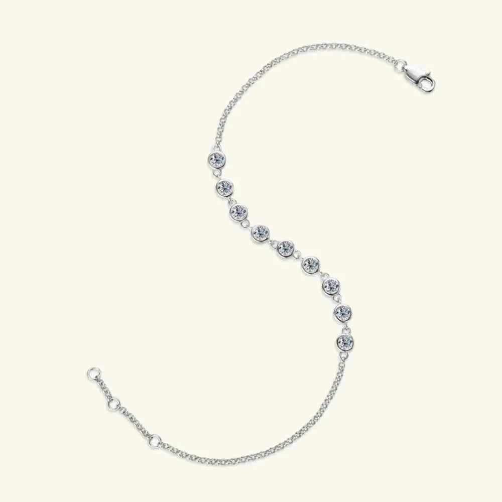 Inlaid Moissanite 925 Sterling Silver Bracelet - SmileBen