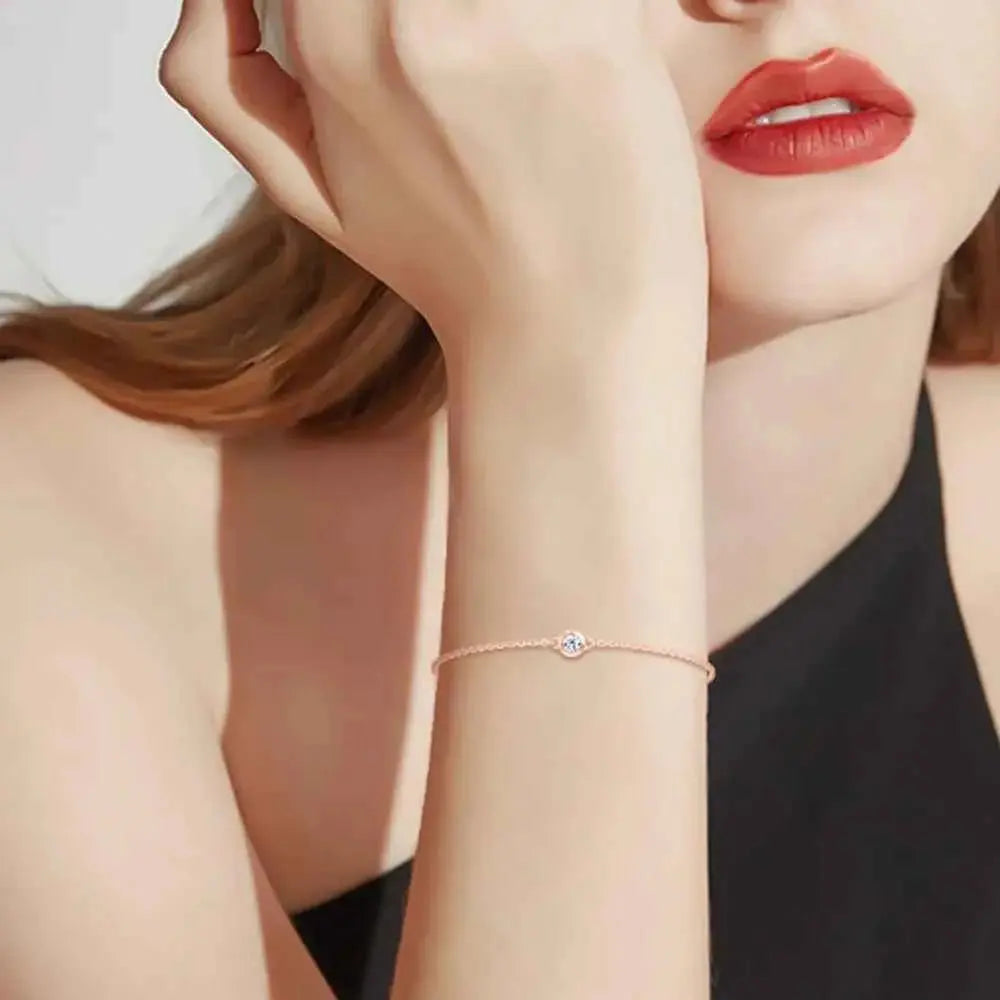 Inlaid Moissanite 925 Sterling Silver Bracelet - SmileBen