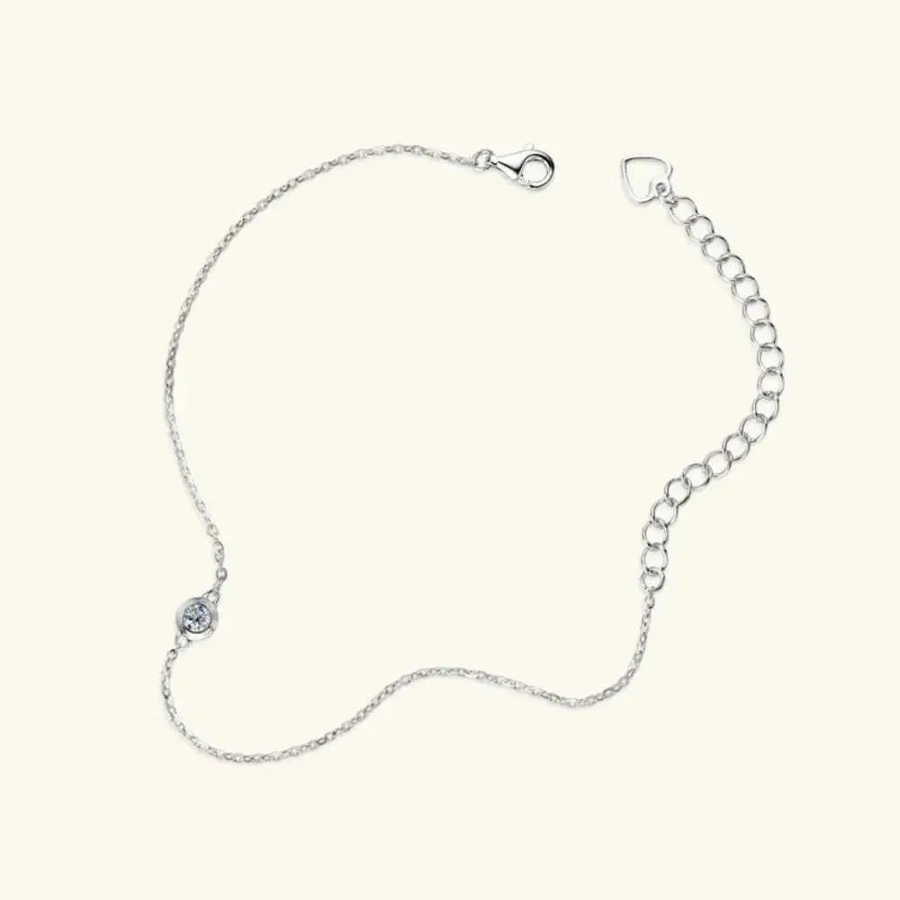 Inlaid Moissanite 925 Sterling Silver Bracelet - SmileBen