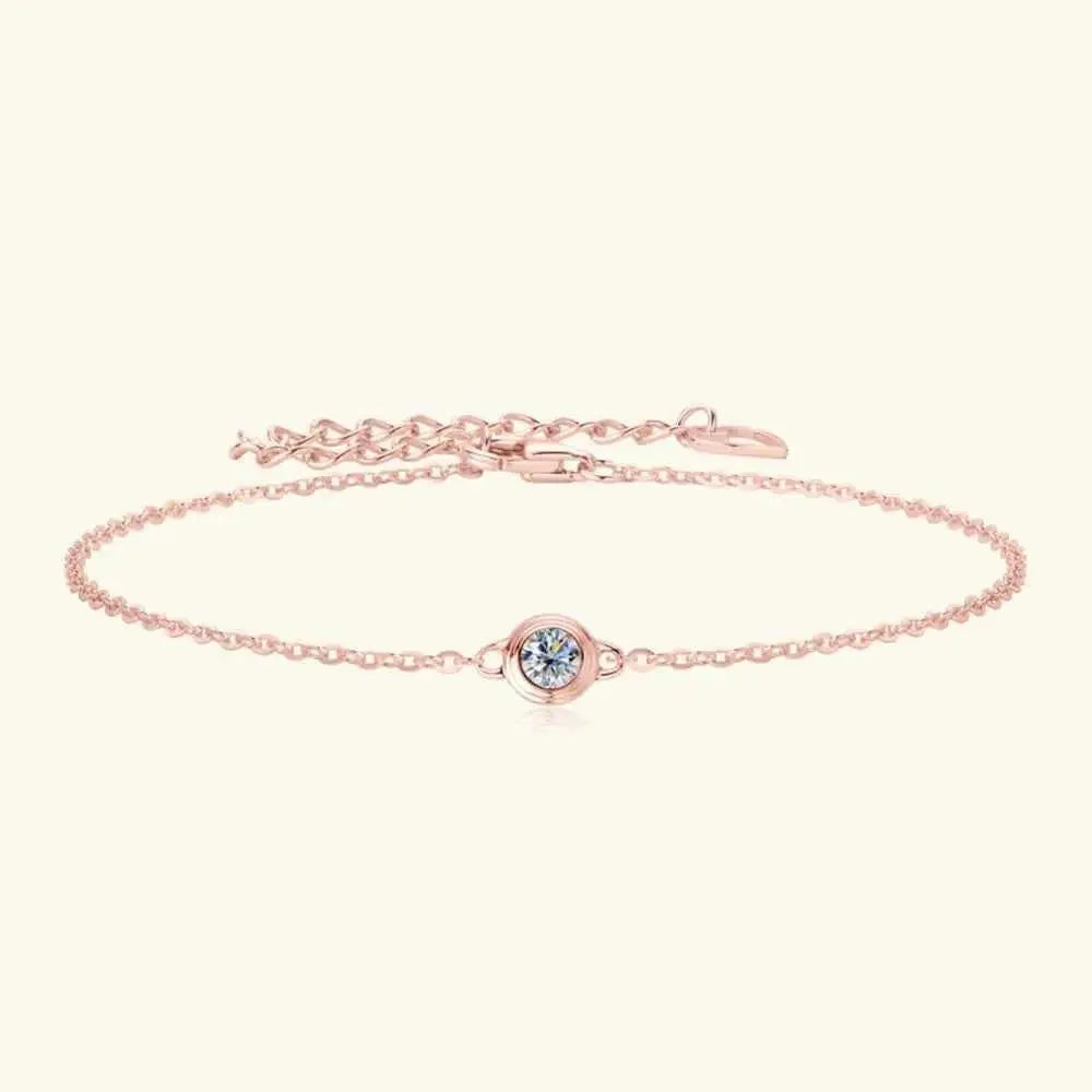 Inlaid Moissanite 925 Sterling Silver Bracelet - SmileBen