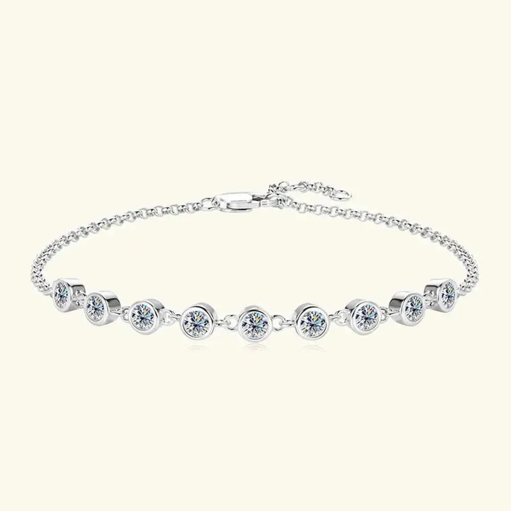 Inlaid Moissanite 925 Sterling Silver Bracelet - SmileBen
