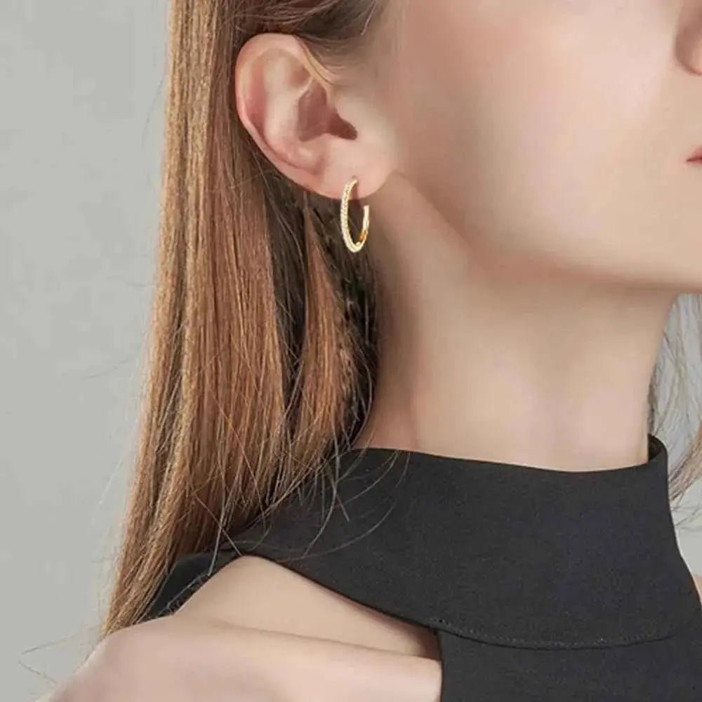 Inlaid Moissanite 925 Sterling Silver C - Hoop Earrings - SmileBen