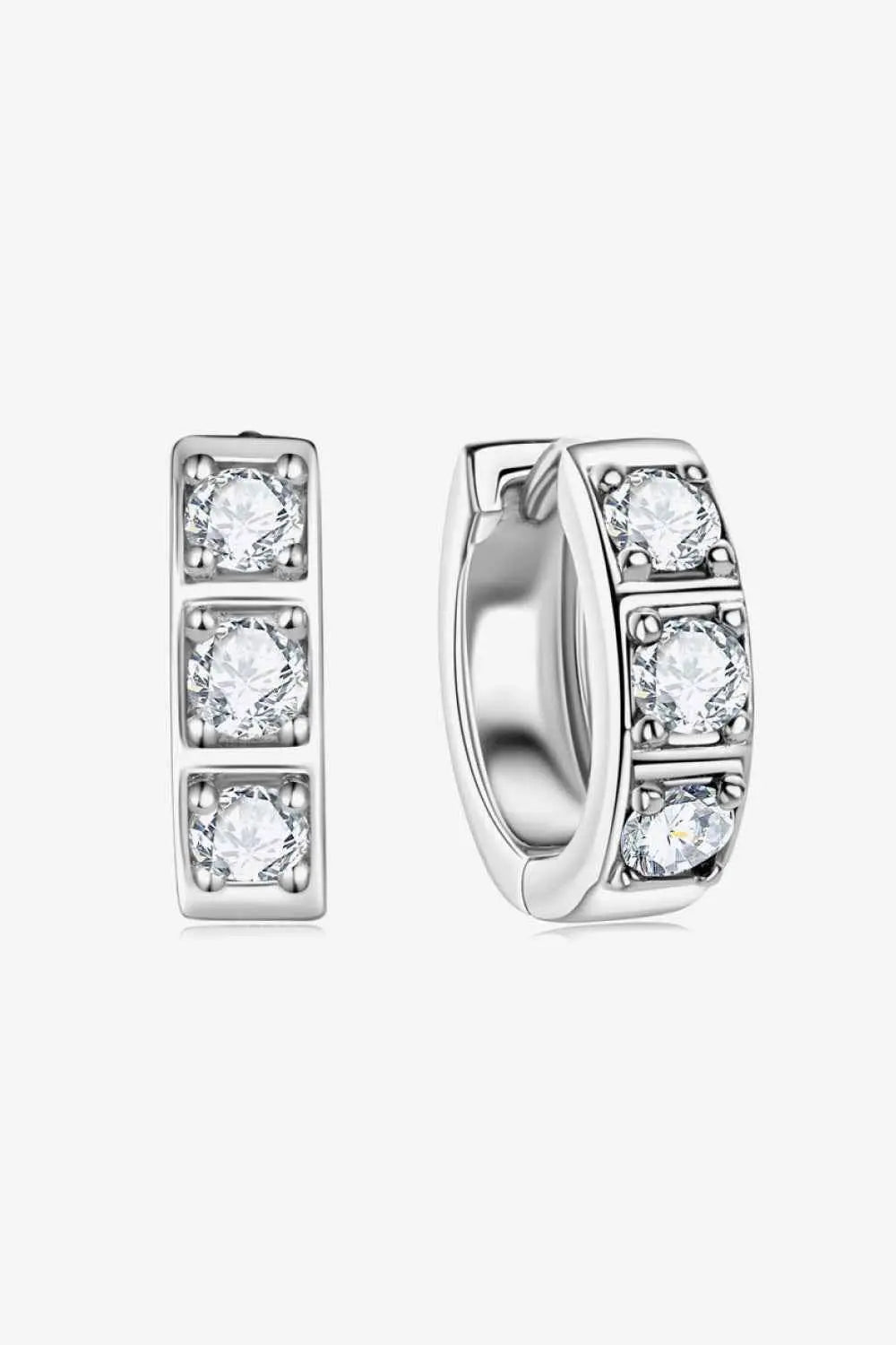 Inlaid Moissanite Huggie Earrings - SmileBen
