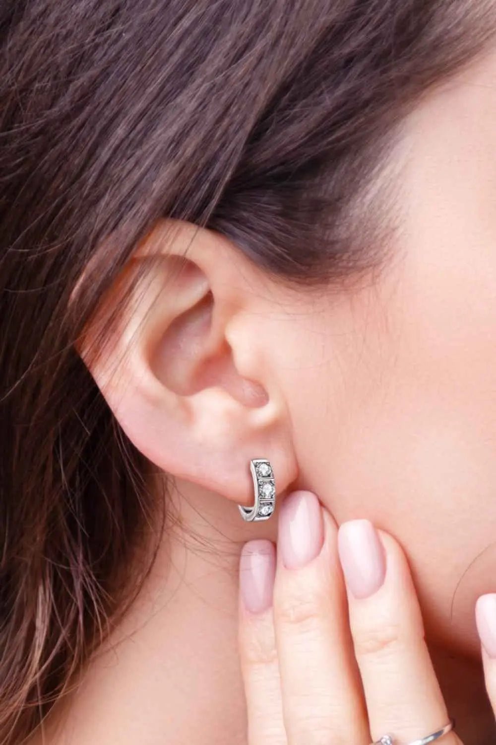 Inlaid Moissanite Huggie Earrings - SmileBen