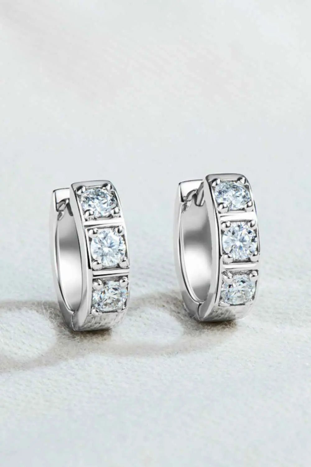 Inlaid Moissanite Huggie Earrings - SmileBen