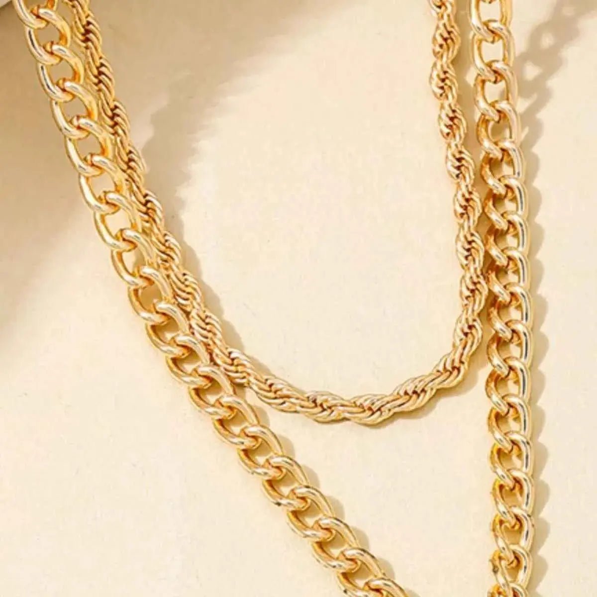 Layered Gold Chain Cross Pendant Necklace - SmileBen