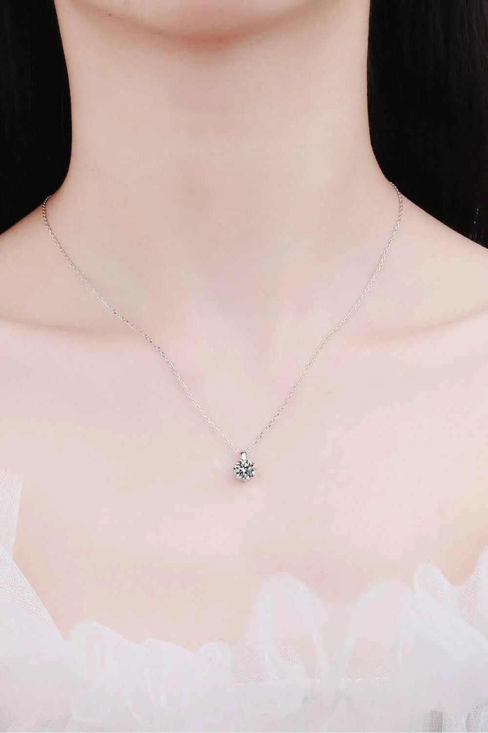 Minimalist 925 Sterling Silver Moissanite Pendant Necklace - SmileBen