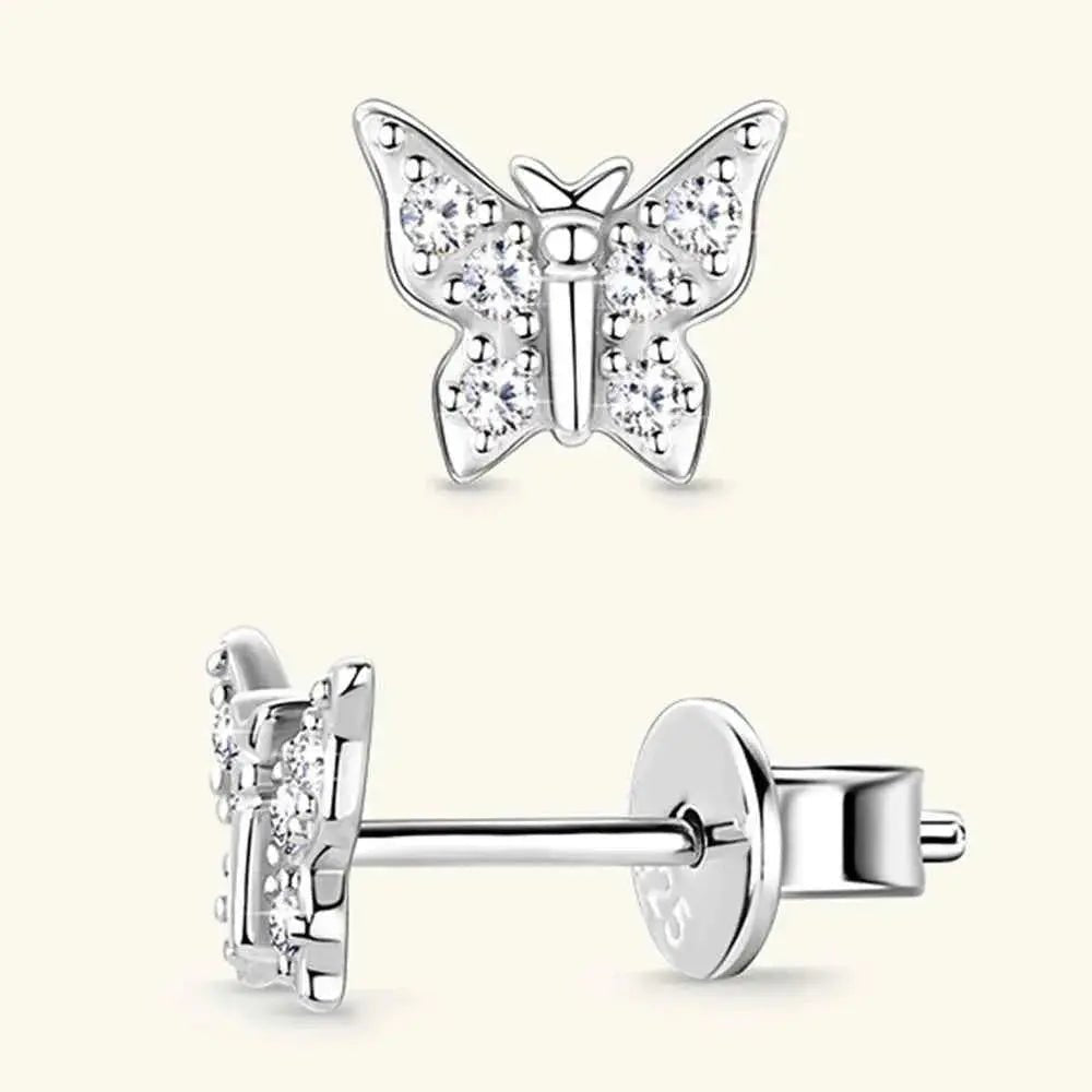 Moissanite 925 Sterling Silver Butterfly Stud Earrings - SmileBen