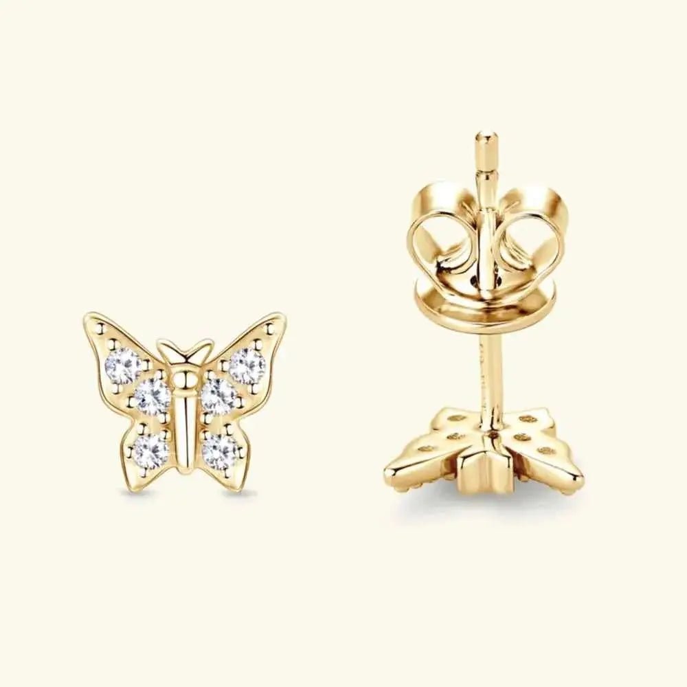 Moissanite 925 Sterling Silver Butterfly Stud Earrings - SmileBen