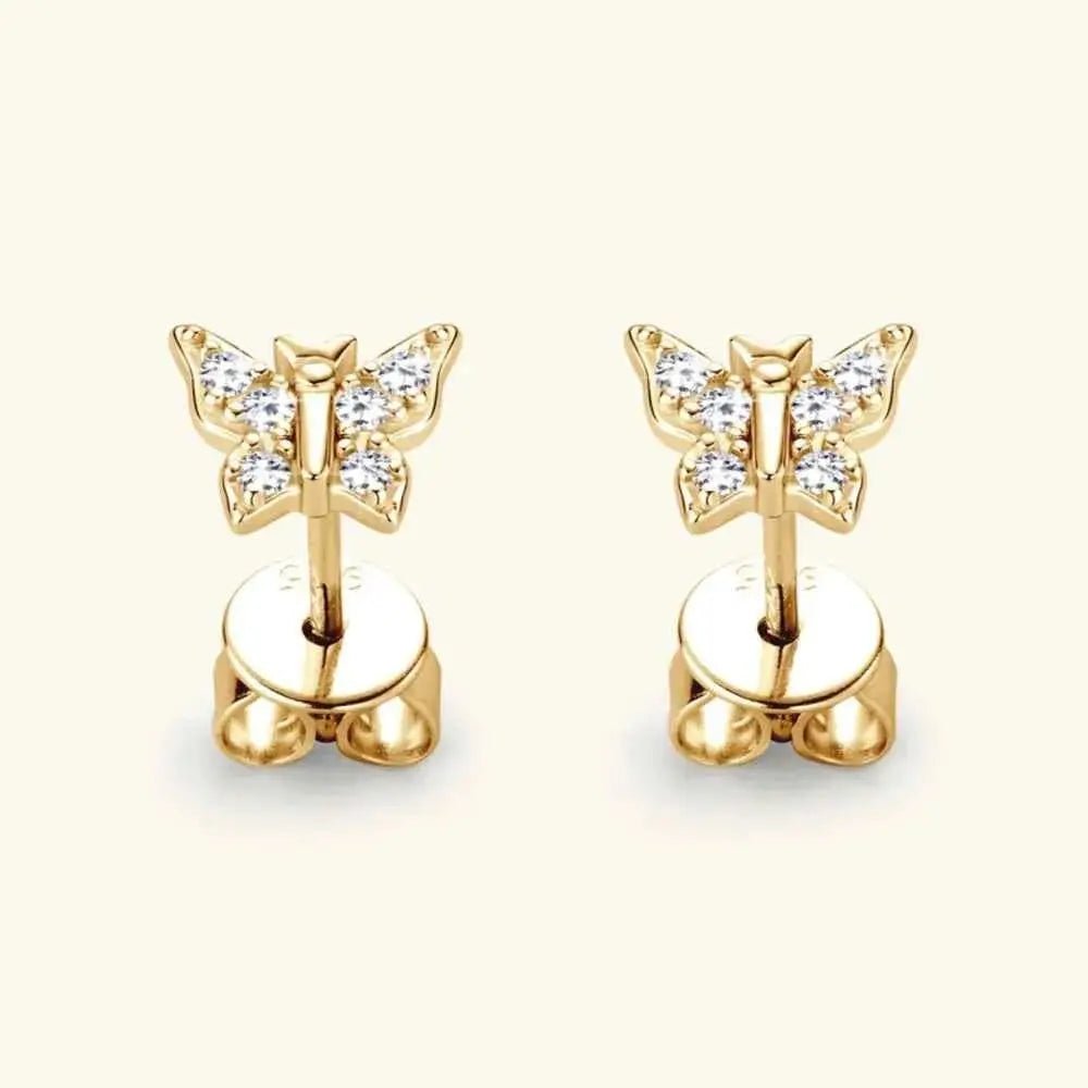 Moissanite 925 Sterling Silver Butterfly Stud Earrings - SmileBen