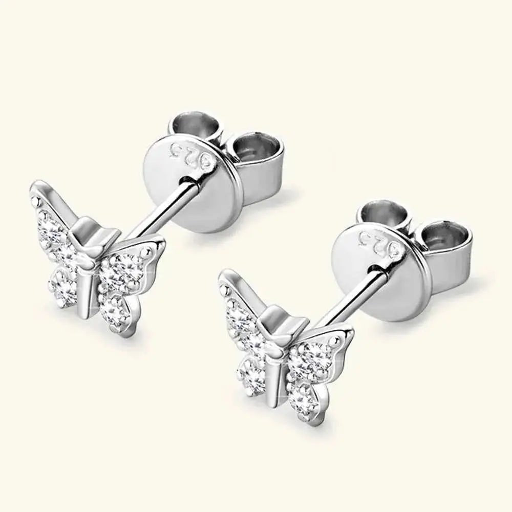 Moissanite 925 Sterling Silver Butterfly Stud Earrings - SmileBen