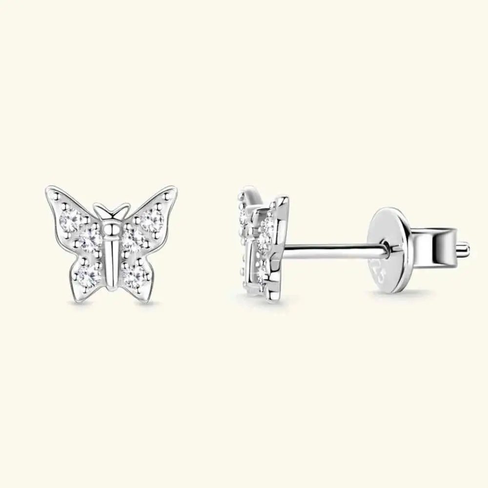 Moissanite 925 Sterling Silver Butterfly Stud Earrings - SmileBen