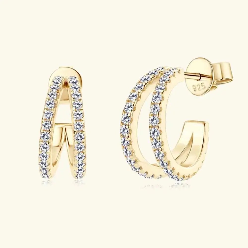 Moissanite 925 Sterling Silver C - Hoop Earrings - SmileBen